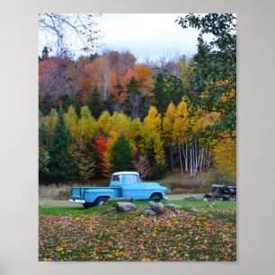 Vintage Blue Lastbil Poster