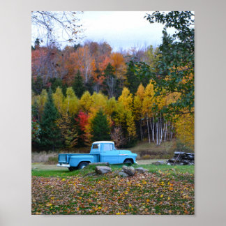 Vintage Blue Lastbil Poster