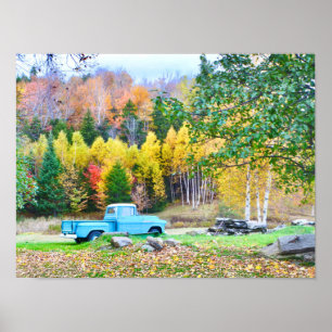 Vintage Blue Lastbil Poster