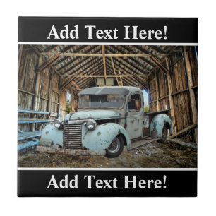 Vintage Blue Lastbil Rustic Barn Kakelplatta