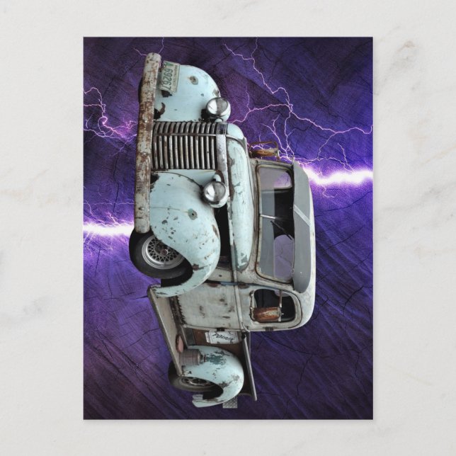 Vintage Blue Lastbil Vykort (Framsida)