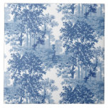 Vintage Blue Ligcape Toile med urns och kolumner Kakelplatta<br><div class="desc">Den blå landskapsplaneringen i vintage på ca 1 900 med gamla kolonner,  urnor och stensteg som omges av träd i en skuggad trädbevuxen grova.</div>