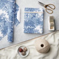 Vintage Blue Ligcape Toile med urns och kolumner