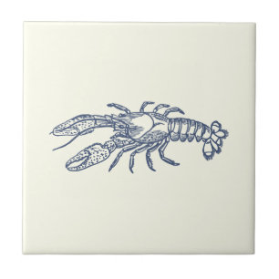 Vintage Blue Lobster på Elfenbenskusten Kakelplatta