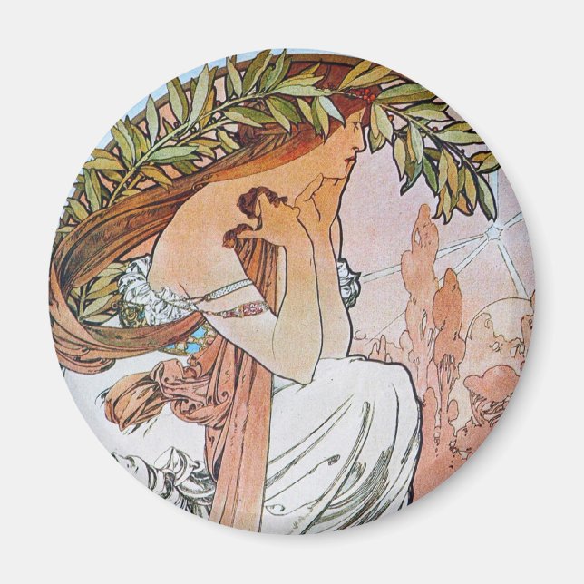 Vintage Blue Måne Goddess Magnet (Framsidan)