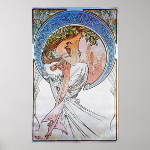 Vintage Blue Måne Goddess Poster