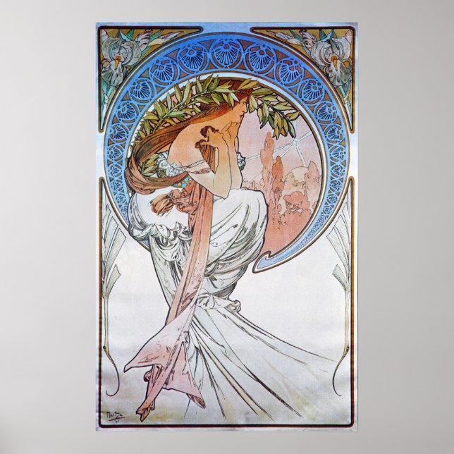 Vintage Blue Måne Goddess Poster (Framsidan)