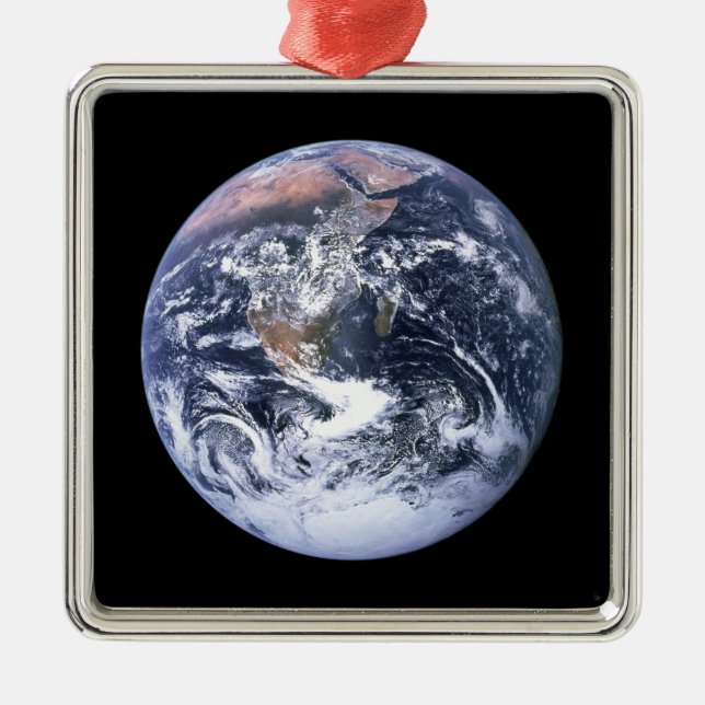 Vintage Blue Marble Earth Photo Julgransprydnad Metall (Framsidan)