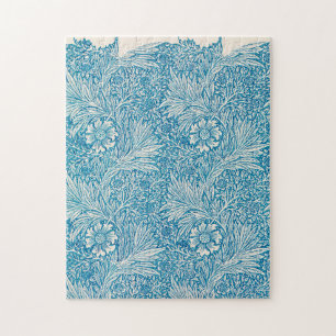 Vintage Blue Marigold Ornament Illustration Pussel