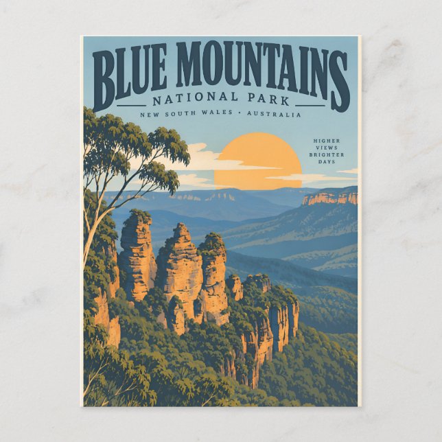 Vintage Blue Mountains Australien Vykort (Framsida)