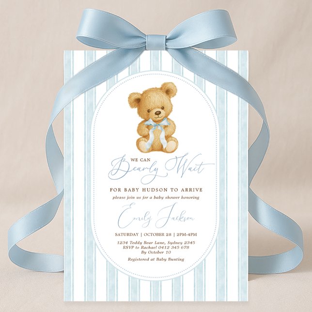 Vintage Blue Nalle Boy Baby Shower Inbjudningar (Skapare uppladdad)