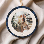 Vintage Blue- och Black Buffalo Play-Anpassningsba Julgransprydnad Keramik<br><div class="desc">Vintage Blue and Black Buffalo Play Personlig jul Anpassningsbar Photo Ceramic Ornament</div>
