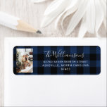 Vintage Blue- och Black Buffalo Play-Anpassningsba Returadress Etikett<br><div class="desc">Vintage Blue and Black Buffalo Play Personlig Family Photo Helgdag Return-adressetikett</div>