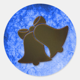 Vintage Blue och Brown Klockor Bröllop Sälar Runt Klistermärke