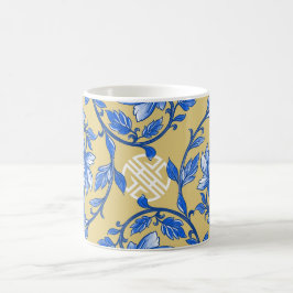 Vintage Blue och Guld Blommigt Chinoiserie Kaffemugg