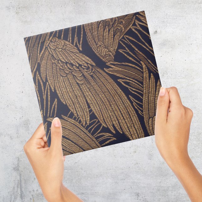 Vintage Blue och Guld Vingar Mönster Kakelplatta (Vintage Gold and brown Wings Pattern Tile
)