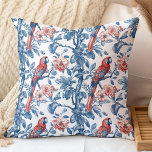 Vintage Blue och Red Chinoiserie Parrot och Flower Kudde<br><div class="desc">Höj din hemdekoration med den charmerande Vintagen Blue och Red Chinoiserie Parrot och Flower Dekorativ kudde. Med en levande papegoja som genomkorsas i ett komplicerat blommönster kombinerar dekorativ kudde klassiskt chinoiserie stil med en fet färg palett med blått och rött. Perfekt för att lägga till en popo av färg och...</div>