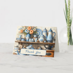 Vintage Blue- och White Coffee Pots Tack Kort