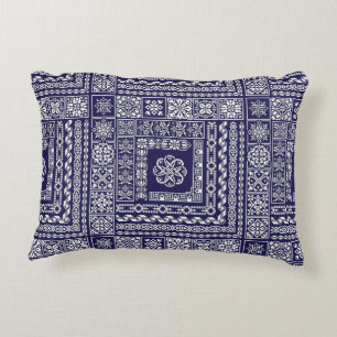 Vintage Blue och White Moroccan Mönster Prydnadskudde