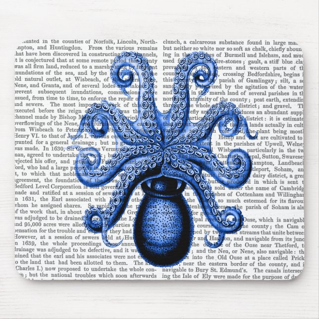 Vintage Blue Octopus 1 Undersida Musmatta (Framsidan)