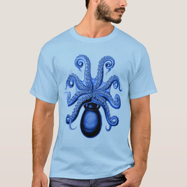 Vintage Blue Octopus 1 Undersida Tröja (Framsida)