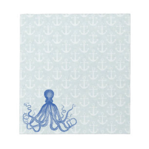 Vintage Blue Octopus med ankare Anteckningsblock