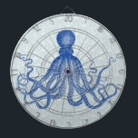 Vintage Blue Octopus med ankare Darttavla<br><div class="desc">Denna vackra antika bläckfisk teckning* från 1800-talet har färgats om till blått och placerats på en söt grått-blå bakgrund i nöd/grunge med ett blekt ankare mönster. Resultatet är en originalrityta som matchar din hemdekanter för nautiskt och strandtema. Finare, Viktoriansk bläckfisk har gott om vätande tentakler. Se matchande artiklar och färg...</div>