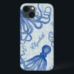 Vintage Blue Octopus med ankarPersonlig<br><div class="desc">Den vackra antika bläckfisken teckning* på Samsungs telefonväska kommer från 1800-talet och har färgats blått och placerats på en söt grått-blå bakgrund med en svag ankare mönster. Resultatet är en ursprunglig design som matchar ditt nautisk- och strandtema mode. Viktorianska bläckfisken har gott om vätande tentakler. Den är placerad i flera...</div>