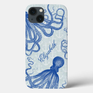 Vintage Blue Octopus med ankarPersonlig