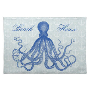 Vintage Blue Octopus med ankarPersonlig Bordstablett