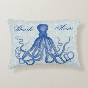Vintage Blue Octopus med ankarPersonlig Prydnadskudde