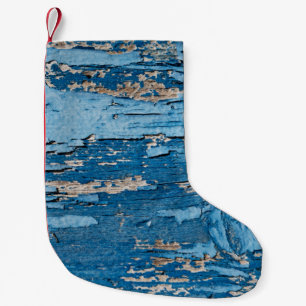 Vintage Blue: Old Wooden Struktur Liten Julstrumpa