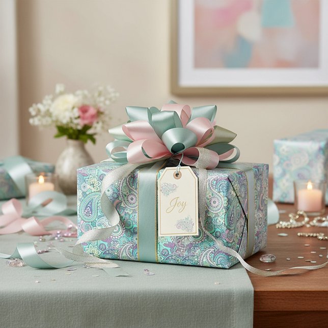 Vintage blue paisley Wrapping Papper Presentpapper (Skapare uppladdad)