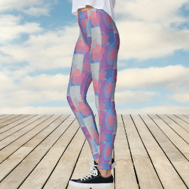 Vintage Blue Patch Mönster Leggings
