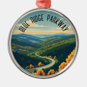 Vintage Blue Ridge Parkway Souvenir Julgransprydnad Metall