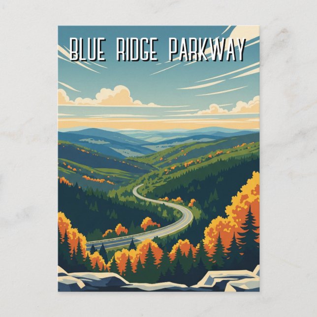 Vintage Blue Ridge Parkway Souvenir Vykort (Framsida)