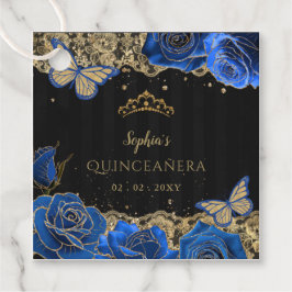 Vintage Blue Ro Black Guld Snöre Quinceañera Gåvor Etiketter