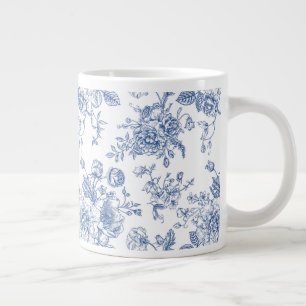 Vintage Blue Ro Blommönster Jumbo Mugg