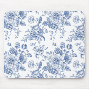 Vintage Blue Ro Blommönster Musmatta