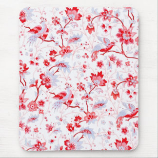 Vintage Blue Rosa Folk Bird Blommigt Musmatta