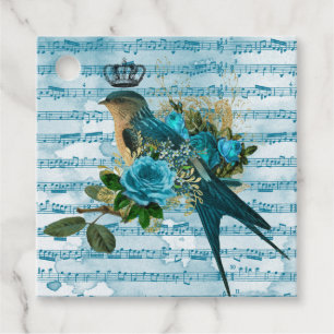 Vintage Blue Sång Bird på Lakan Music Anpassade Gåvor Etiketter