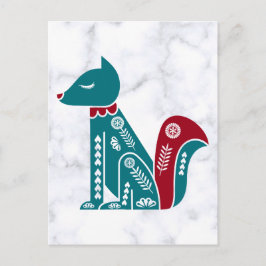 Vintage Blue Scandinavian Squirrel Vykort