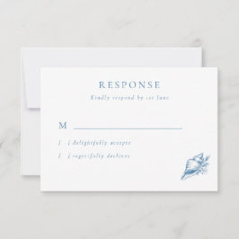 Vintage Blue Seashell Bröllop OSA Card Kort