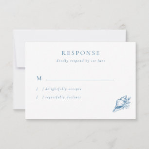 Vintage Blue Seashell Bröllop OSA Card Kort