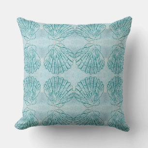 Vintage Blue Seashell Nautical Mönster Kudde