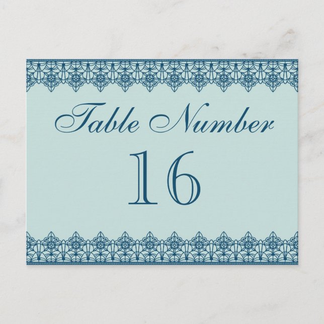 Vintage Blue Snöre Bordsnummer Cards (Framsida)
