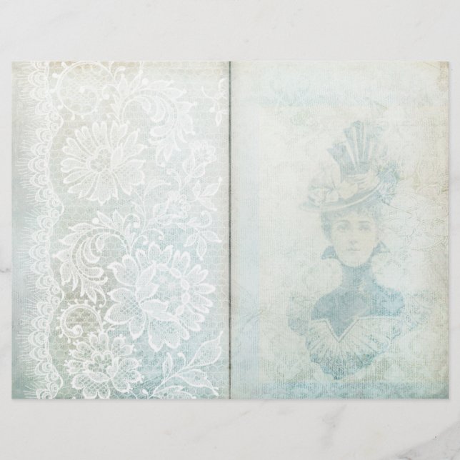 Vintage Blue Snöre Journal Page (Framsida)