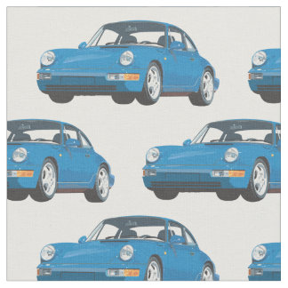 Vintage Blue Sports Car Fabric Tyg