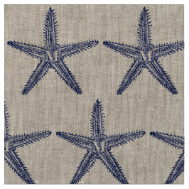 Vintage Blue Starfish Monogram Coastal Linen Tyg