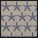 Vintage Blue Starfish Monogram Coastal Linen Tyg<br><div class="desc">Den här vintagen är utformad för marinblåstjärt på en naturlig färgad med linne och har ett valfritt monogram i mitten, skapar den en perfekt för en personlig för en strandbottnad, strandväv. (Du kan ta bort monogrammet om du vill.) Sofistikerad men ändå enkel och avslappnad. . - Denna design är uppgjord...</div>